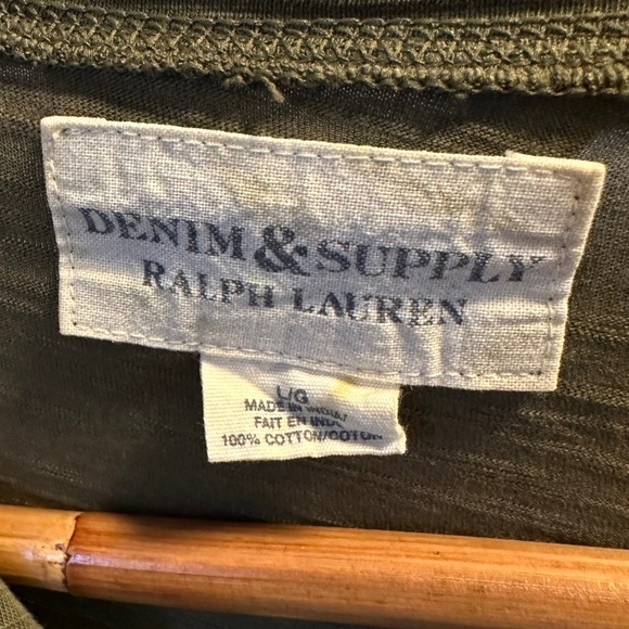 Ralph Lauren Denim & Supply | Green Henley Long Sleeve Size L 100% Cotton - Picture 10 of 12